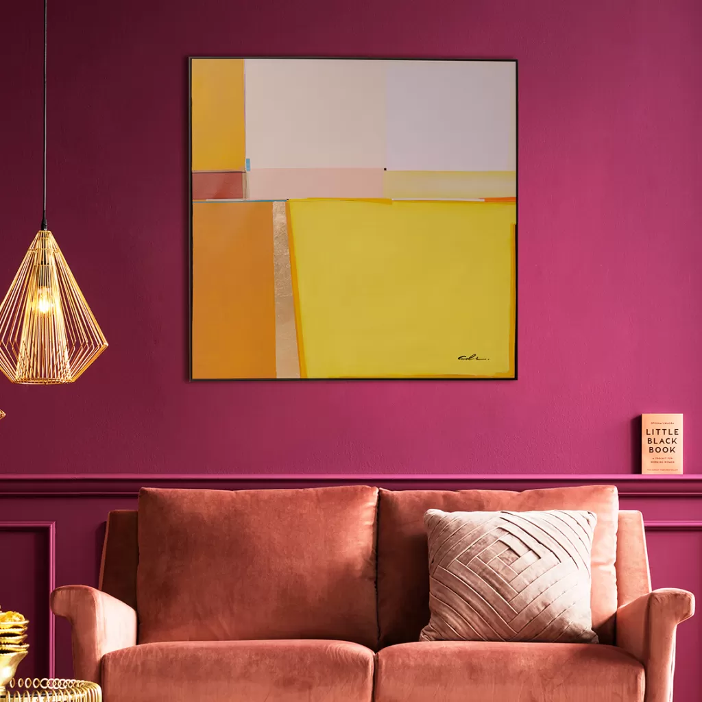 Taulut>KARE Design Abstract Shapes Kehystetty Taulu, Keltainen 113x113cm