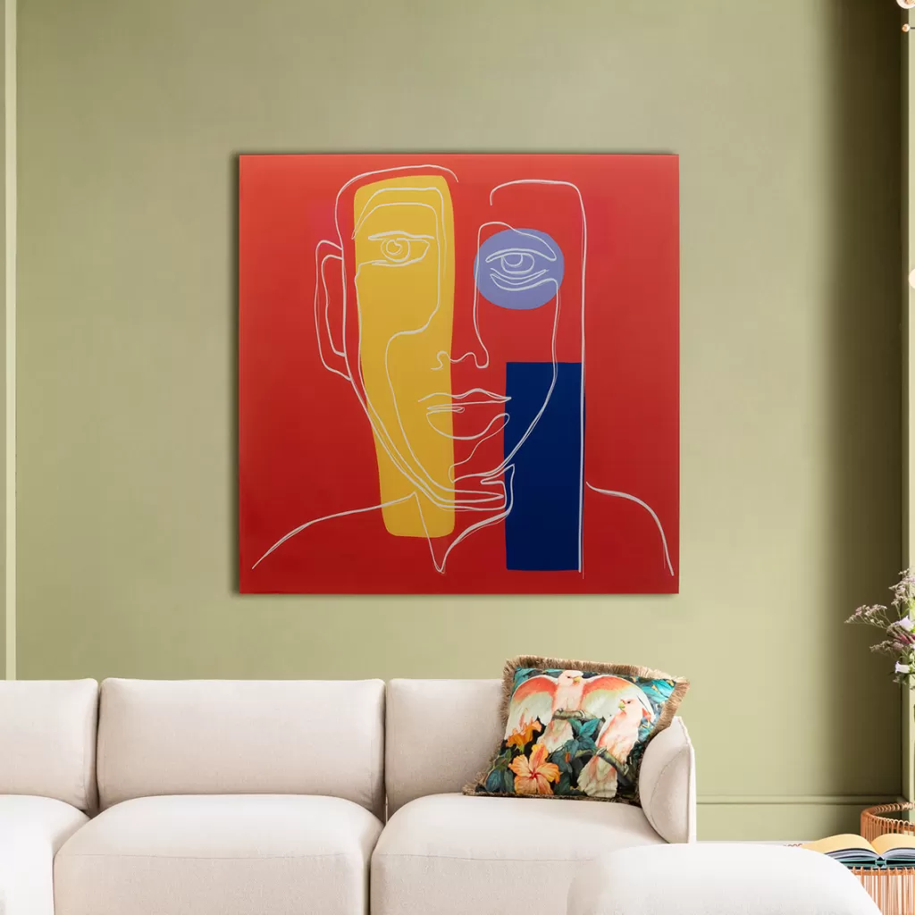 Taulut>KARE Design Art Face Lasitaulu, Punainen 100x100cm