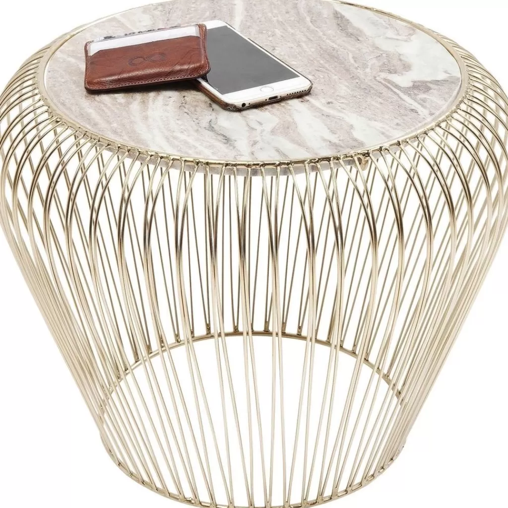 Sohvapöydät | Olohuone>KARE Design Beam Sivupöytä - Harmaa, Marmori, Messinki Ø43cm