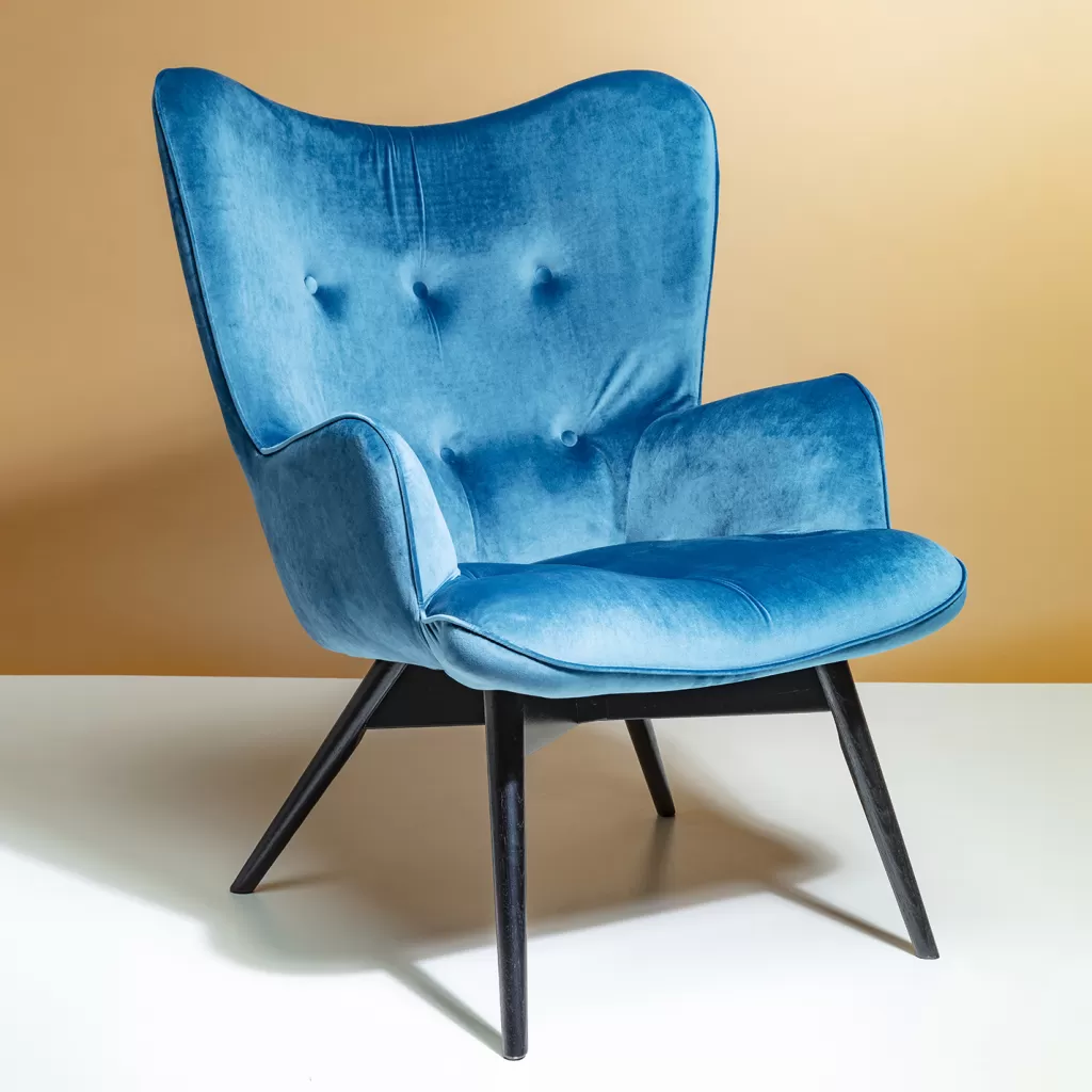 Olohuone | Nojatuolit>KARE Design Black Vicky Velvet Nojatuoli Sinivihreä
