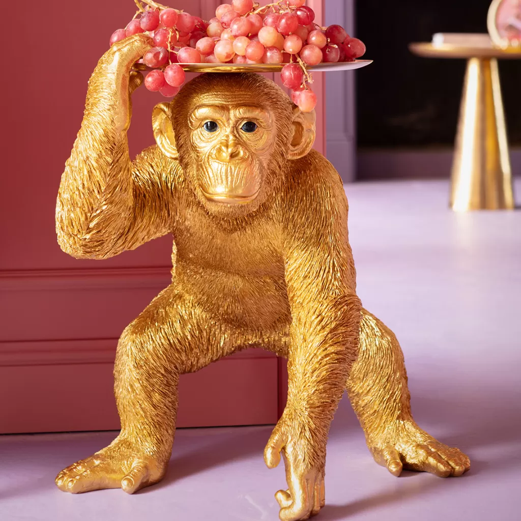 Koriste-Esineet>KARE Design Butler Playing Chimp Simpanssi Koriste-esine Kulta 52cm