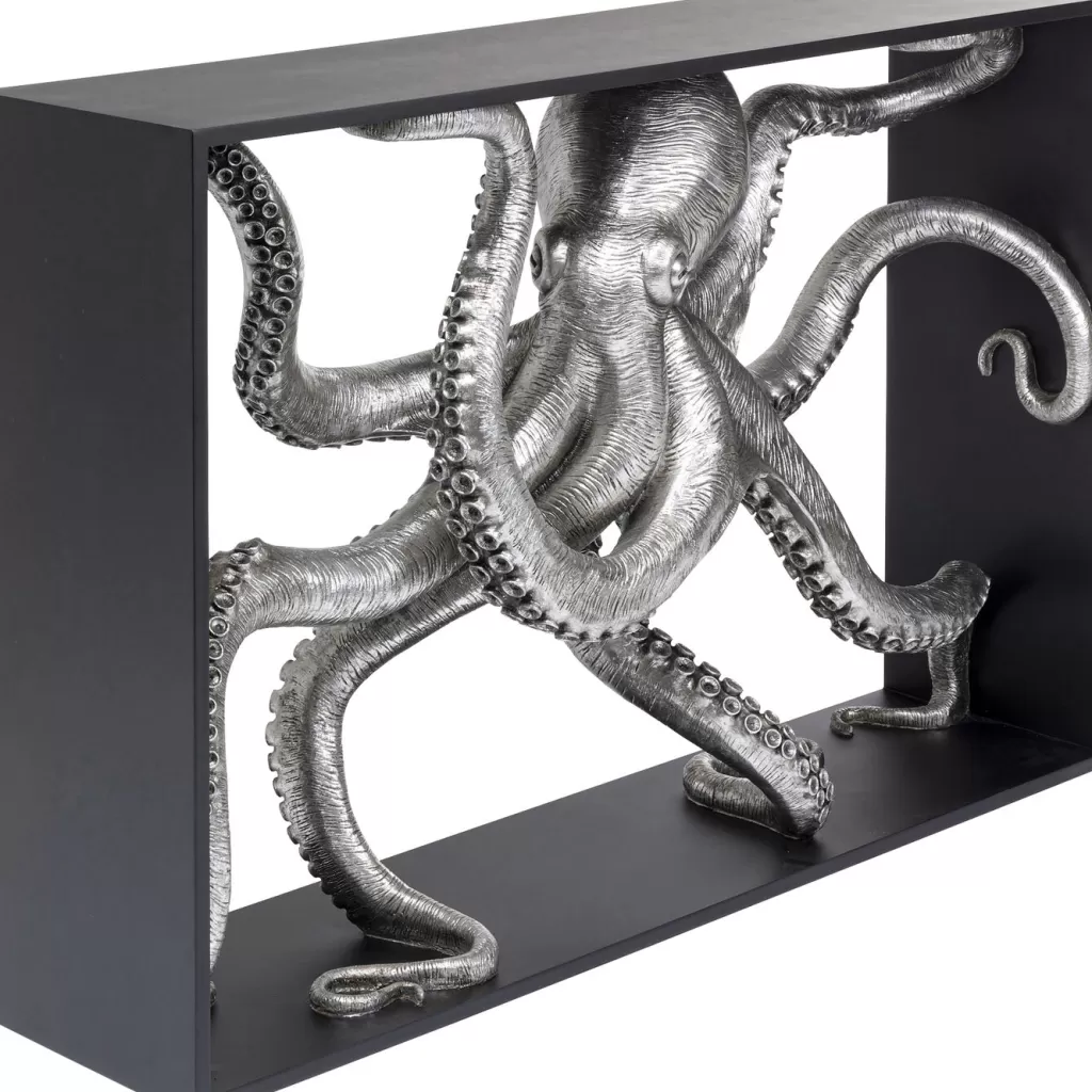 Konsolipöydät Ja Sivupöydät>KARE Design Calmar Mustekala Konsolipöytä, Hopea/musta 124x85cm