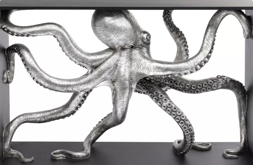 Konsolipöydät Ja Sivupöydät>KARE Design Calmar Mustekala Konsolipöytä, Hopea/musta 124x85cm