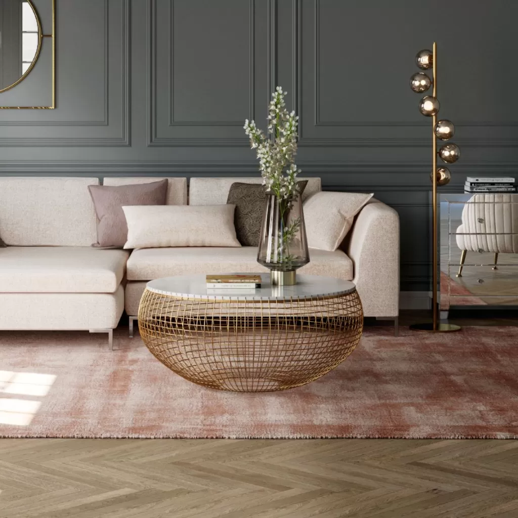 Sohvapöydät>KARE Design Cesta Marble Sohvapöytä, Kulta Ø100cm