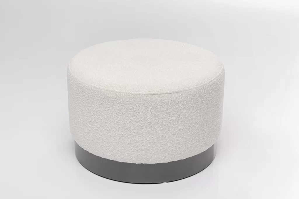 Rahit Ja Jakkarat>KARE Design Cherry Boucle Rahi, Jakkara, Kermanvärinen, Savunharmaa Ø55cm