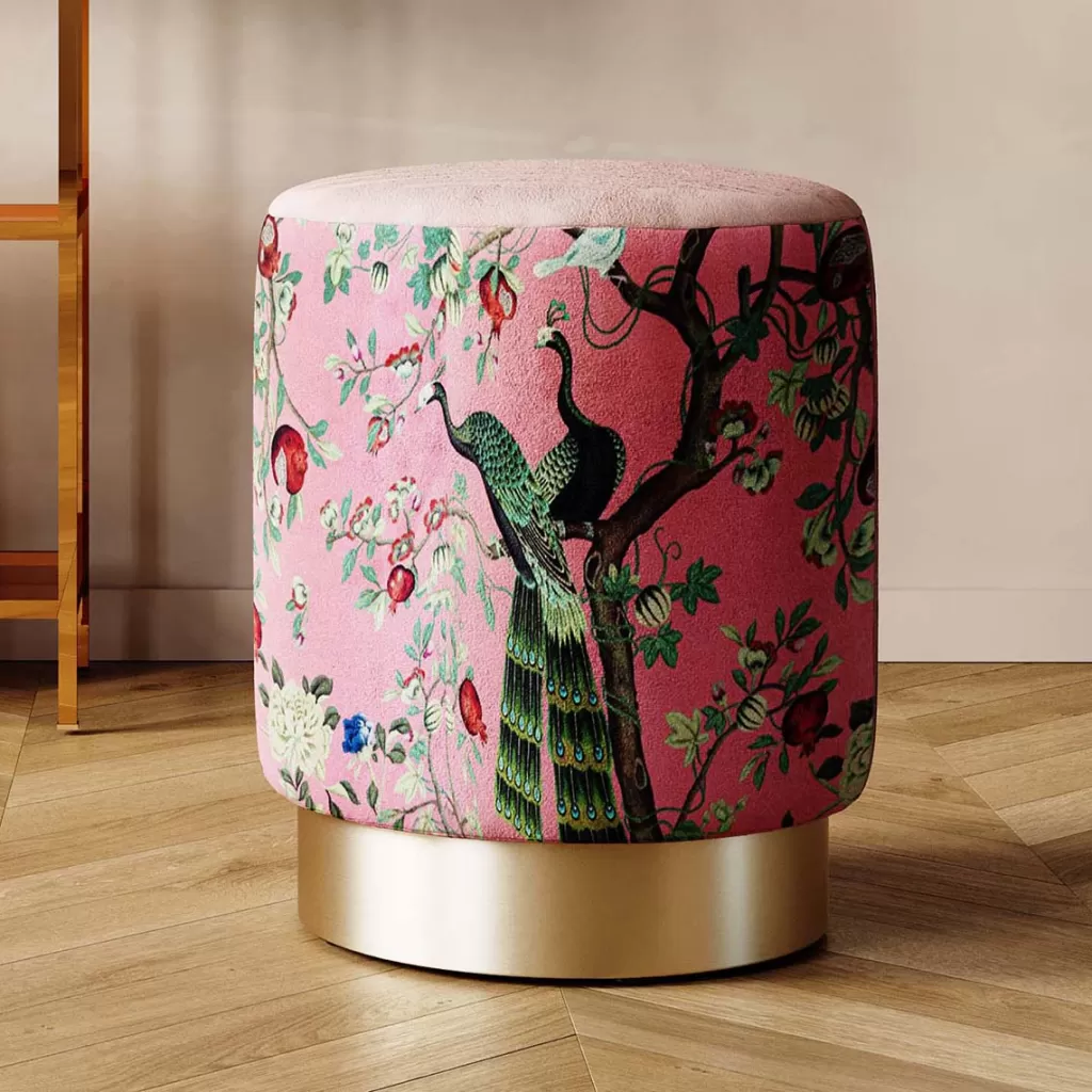 Rahit Ja Jakkarat>KARE Design Cherry Peacock Riikinkukko Jakkara, Palli, Messinki Ø32cm