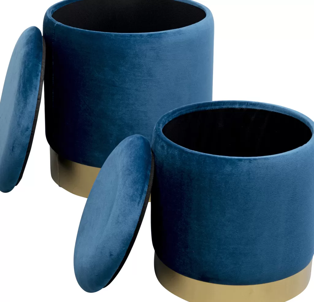 Rahit Ja Jakkarat>KARE Design Cherry Säilytys Jakkara, Sininen, Messinki (2/Setti)