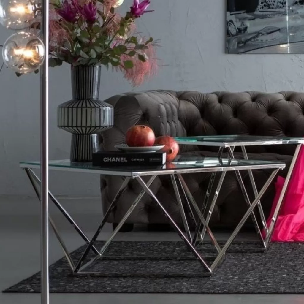 Sohvapöydät>KARE Design Cristallo Sohvapöytä Hopea 80x80cm
