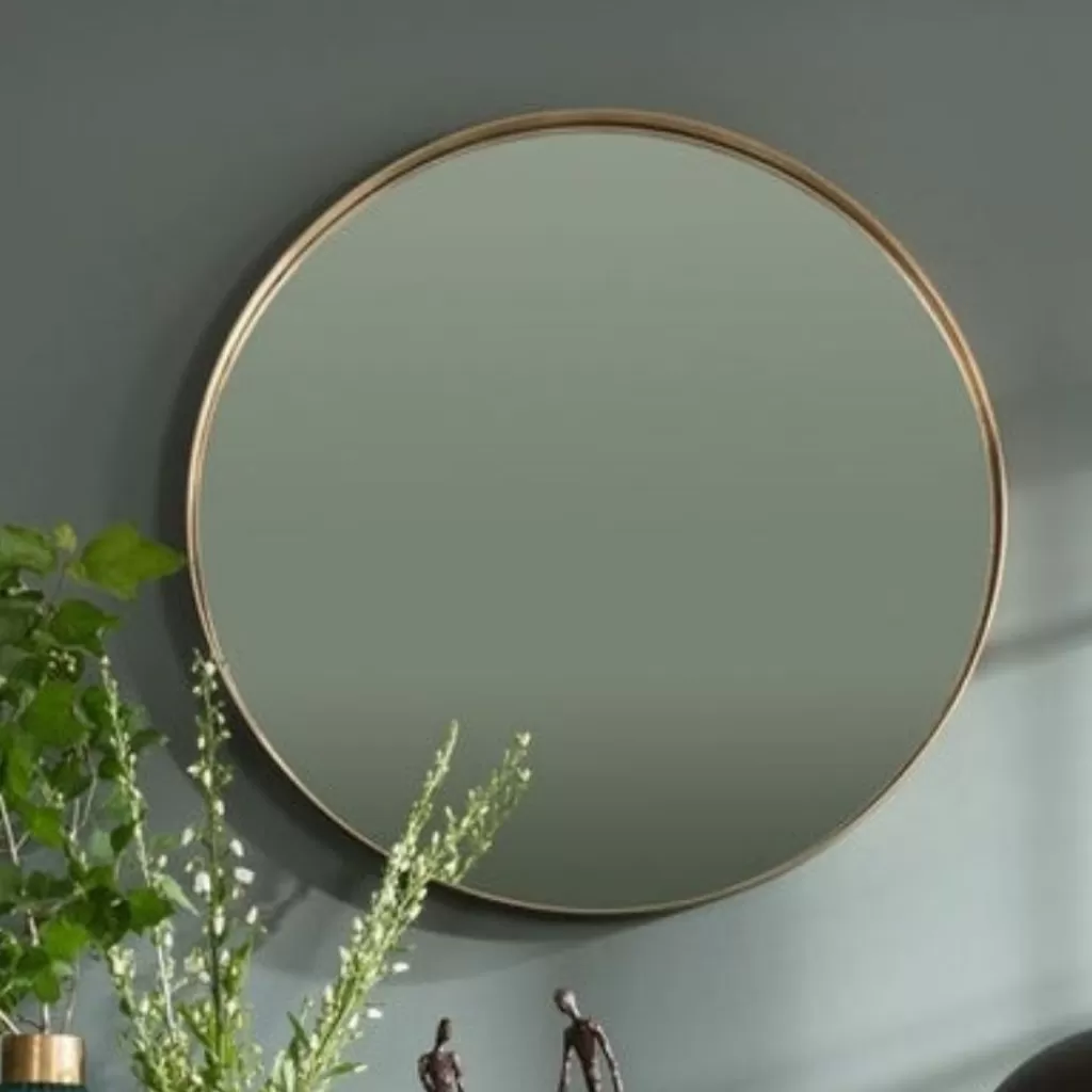 Peilit>KARE Design Curve Pyöreä Peili, Messinki Ø100cm