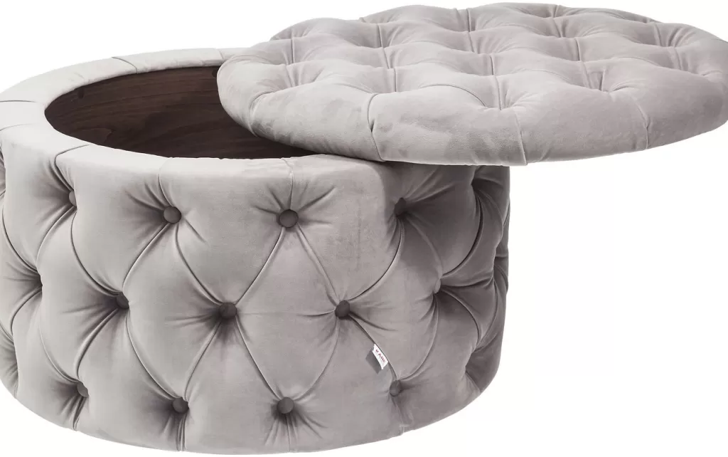 Rahit Ja Jakkarat>KARE Design Desire Round Velvet Jakkara, Rahi, Hopea