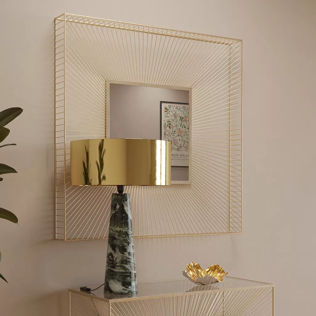 Peilit>KARE Design Dimension Gold Seinäpeili, Samppanja 91x91cm
