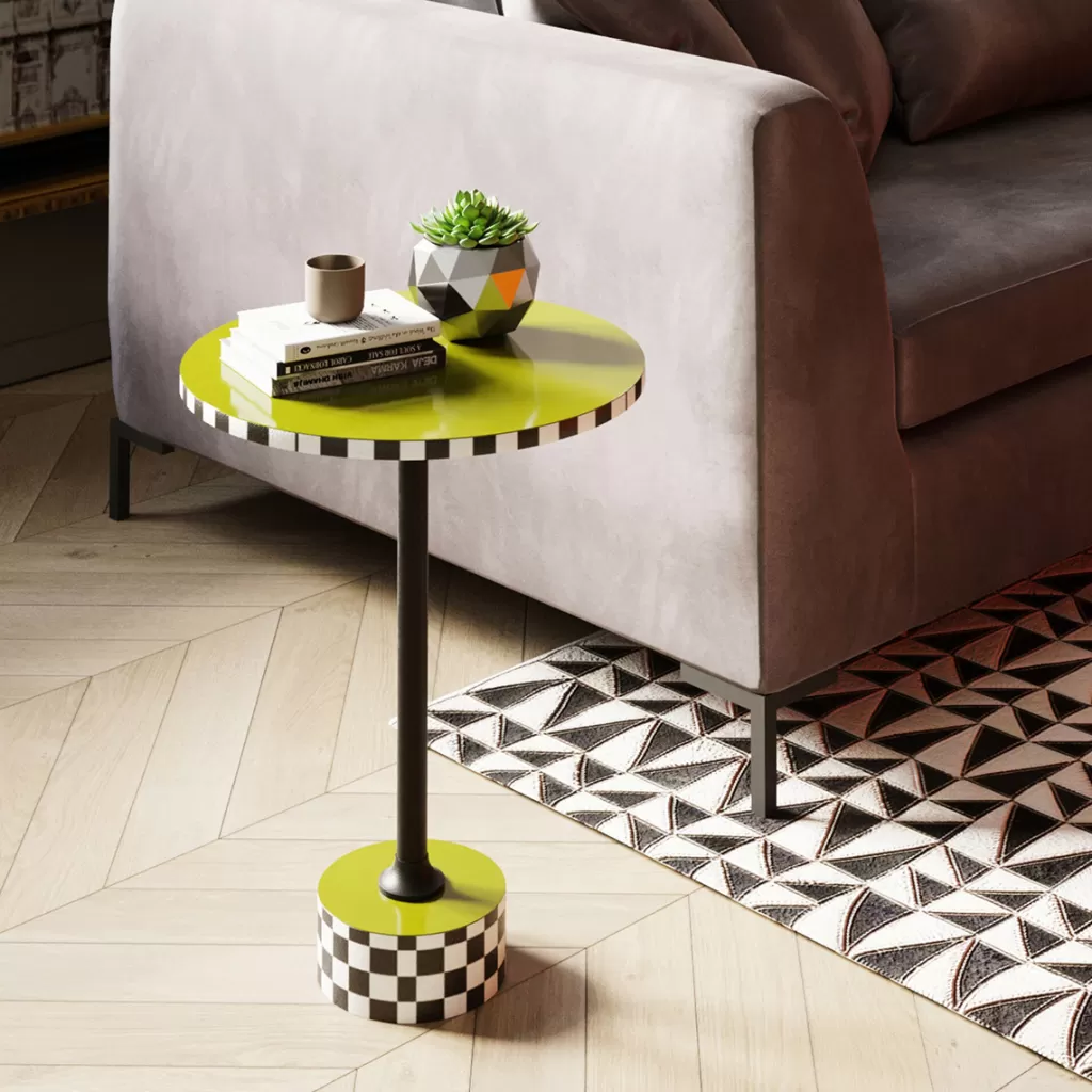 Sohvapöydät | Olohuone>KARE Design Domero Checkers Tammi, Sivupöytä - Oliivi Ø25cm
