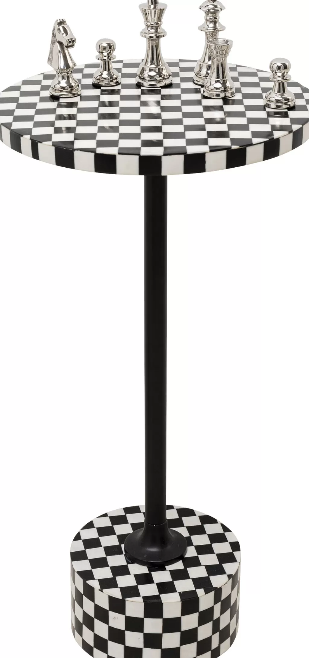 Sohvapöydät>KARE Design Domero Chess Shakki, Sivupöytä - Musta, Valkoinen Ø25cm