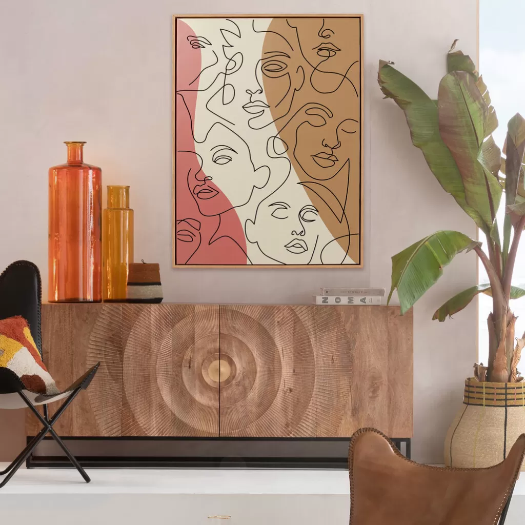Taulut>KARE Design Faccia Arte Tri Colore Kasvot Kehystetty Taulu 90x120cm