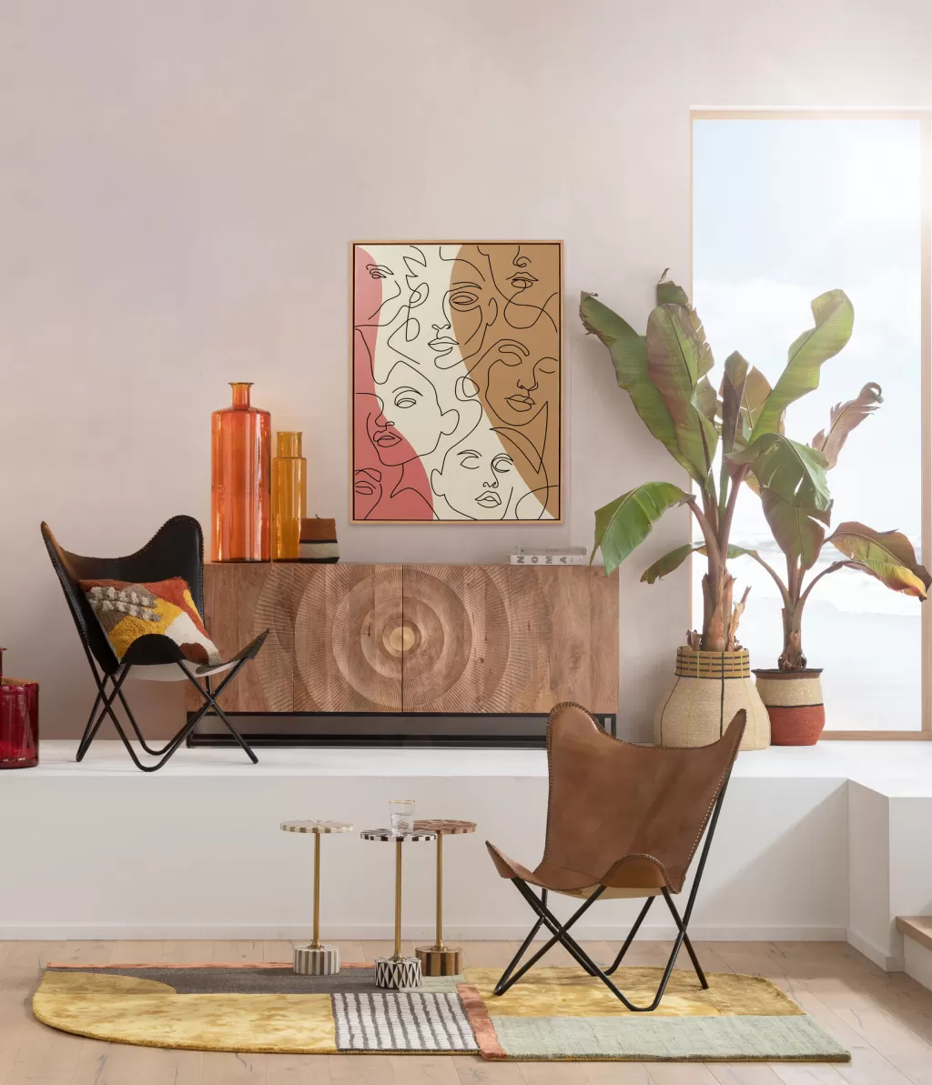 Taulut>KARE Design Faccia Arte Tri Colore Kasvot Kehystetty Taulu 90x120cm