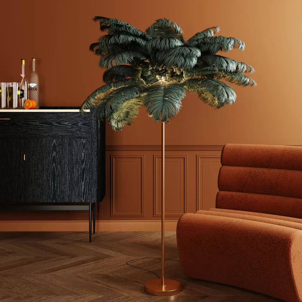 Lattiavalaisimet>KARE Design Feather Palm Lattiavalaisin Vihreä 165cm