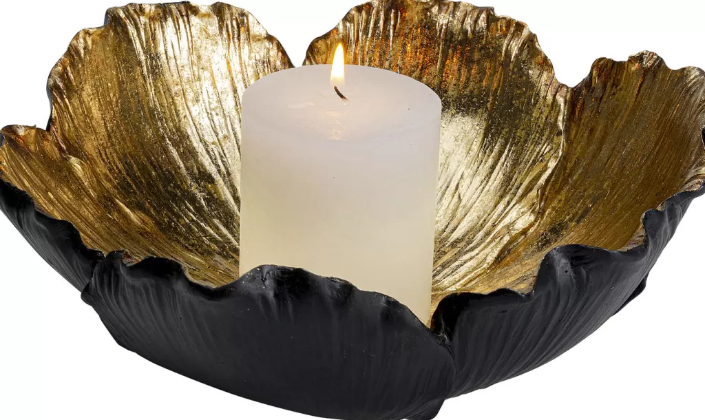 Kulhot>KARE Design Flower Bloom Deco Kulho, Musta/kulta Ø25cm