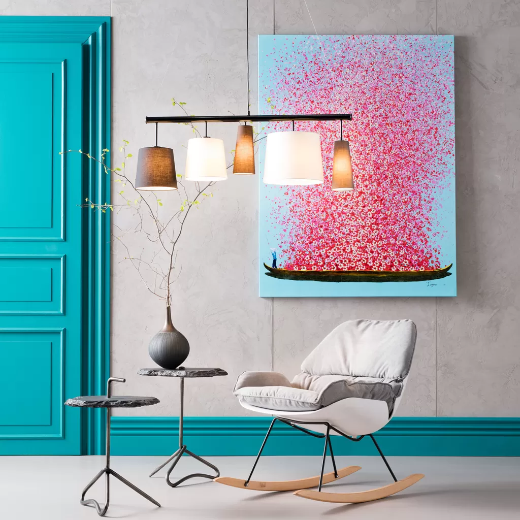 Taulut>KARE Design Flower Boat Taulu Sininen/pinkki 120x160cm