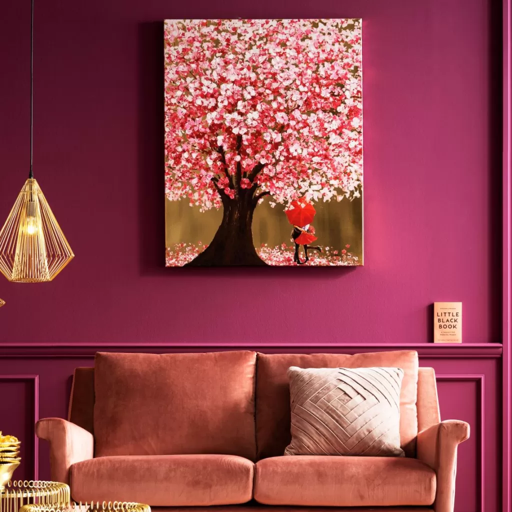 Taulut>KARE Design Flower Couple Taulu, Kulta-pinkki 80x100cm