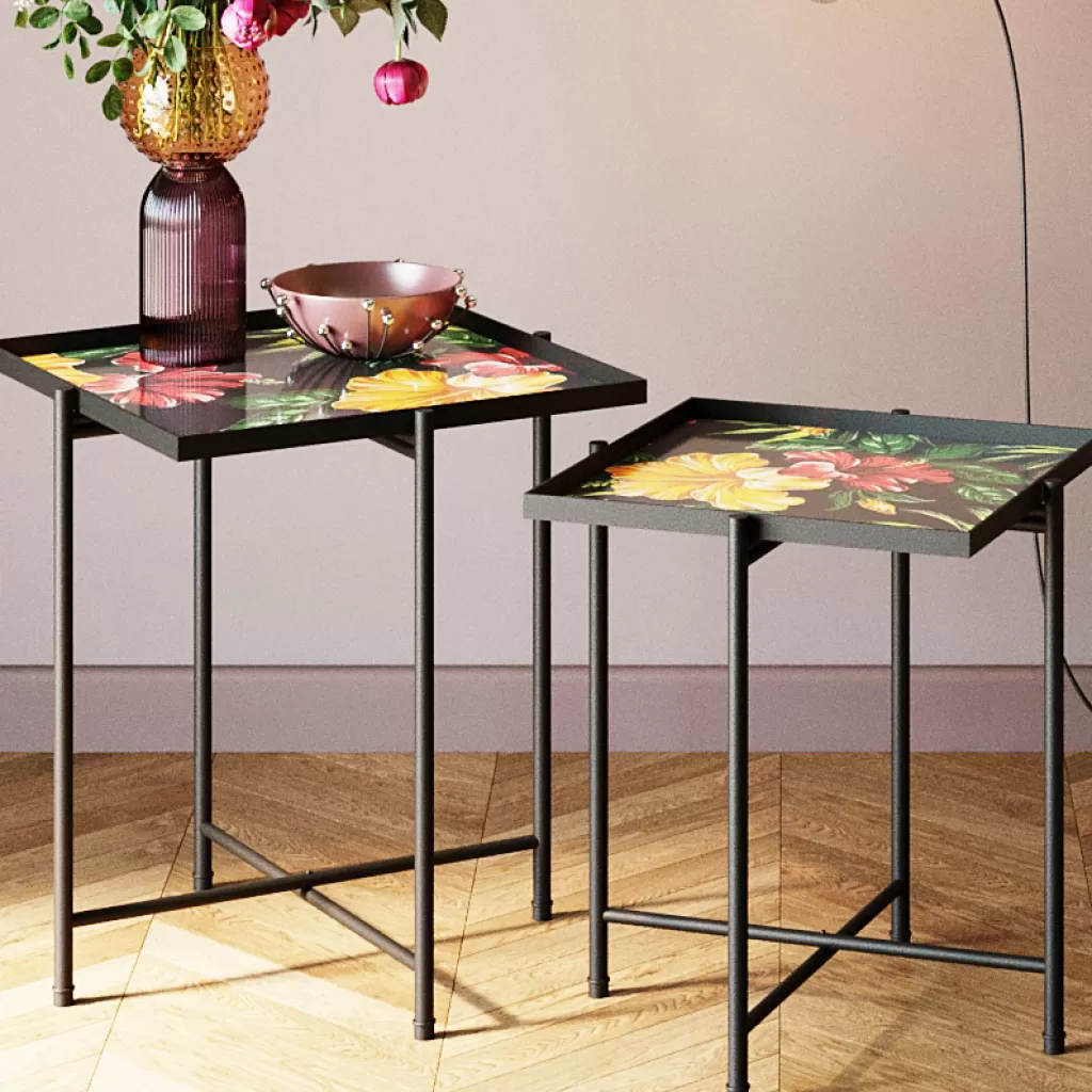 Sohvapöydät>KARE Design Flowers Garden Square Sivupöytä (2/Setti)
