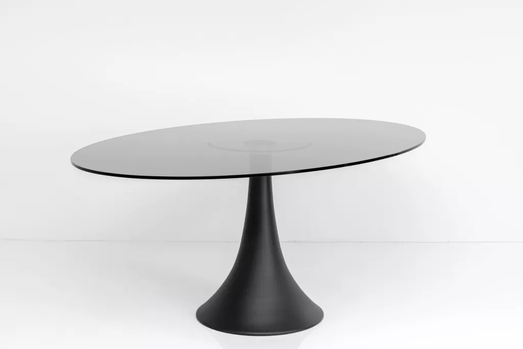 Pöydät>KARE Design Grande Possibilita Ruokapöytä - Savulasi Pöytälevy, Trumpettijalka 180x120cm