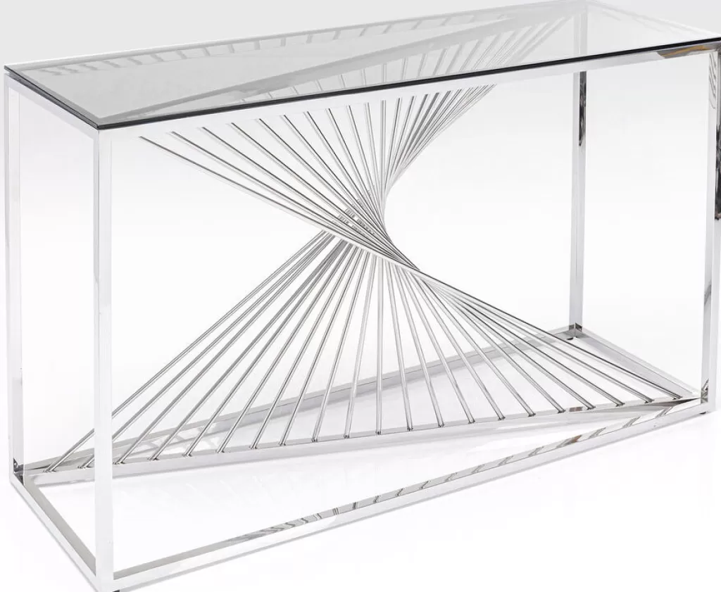 Konsolipöydät Ja Sivupöydät>KARE Design Laser Konsolipöytä - Hopea, Kirkas Lasi 120x40cm