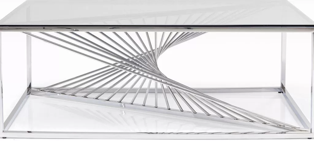 Sohvapöydät>KARE Design Laser Sohvapöytä - Hopea, Kirkas Lasi 120x60cm