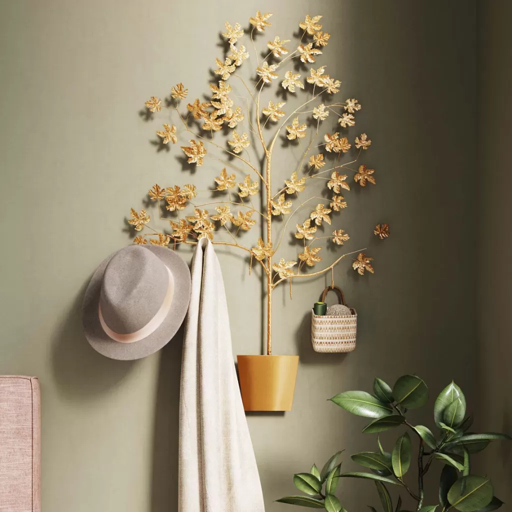 Seinänaulakot>KARE Design Leafline Seinänaulakko, Kulta 93cm