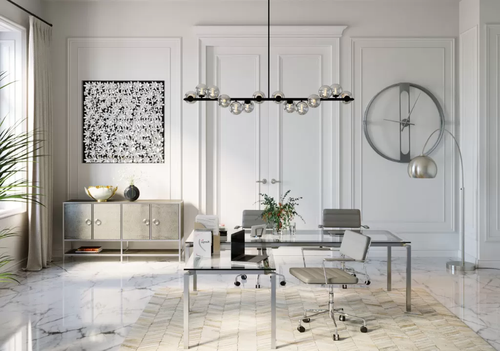 Työpöydät>KARE Design Lorenco Corner Työpöytä, Toimistopöytä, Kromi 210x180cm