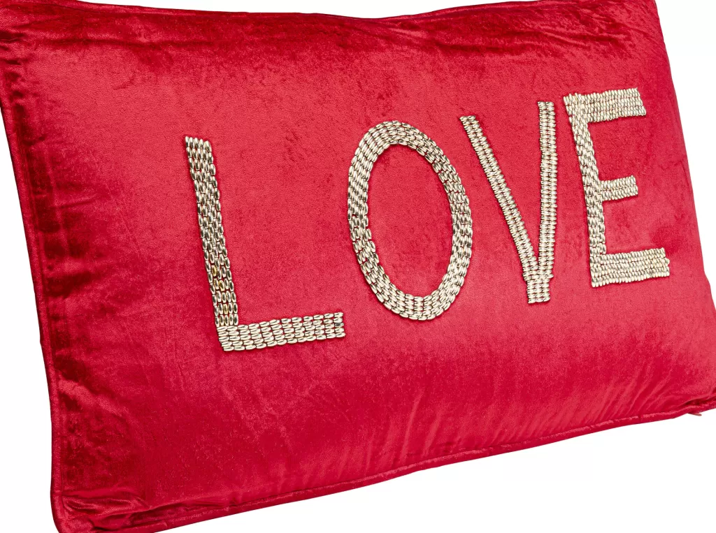Sisustustyynyt | Olohuone>KARE Design Love Helmikirjailtu Tyyny Punainen 35x60 Cm