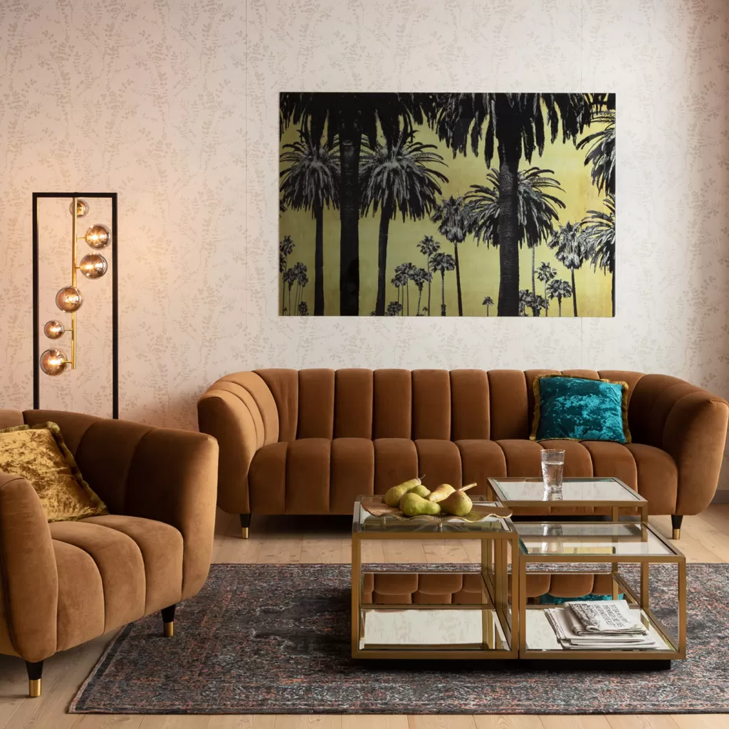 Taulut>KARE Design Metallic Palms Palmut Lasitaulu 180x120cm