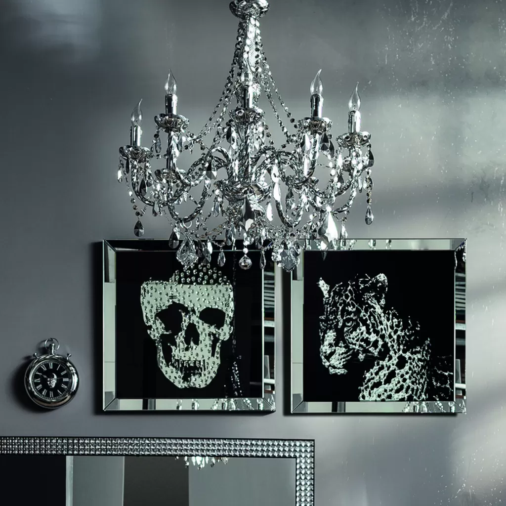 Taulut>KARE Design Mirror Skull Pääkallo Kehystetty Taulu 100x100cm