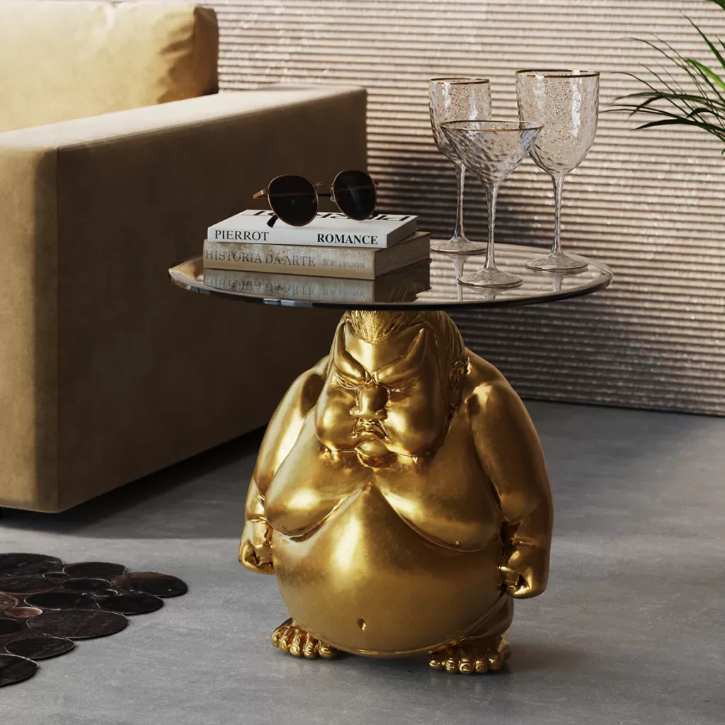 Sohvapöydät>KARE Design Monk Gold Munkki Sivupöytä, Kulta Ø54cm