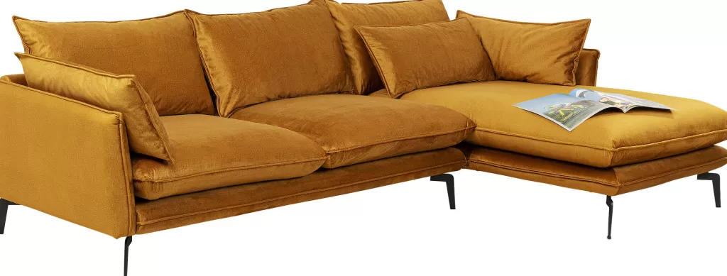 Olohuone | Kulmasohvat>KARE Design Monza Kulmasohva - Samettia, Curry, Oikea 296cm
