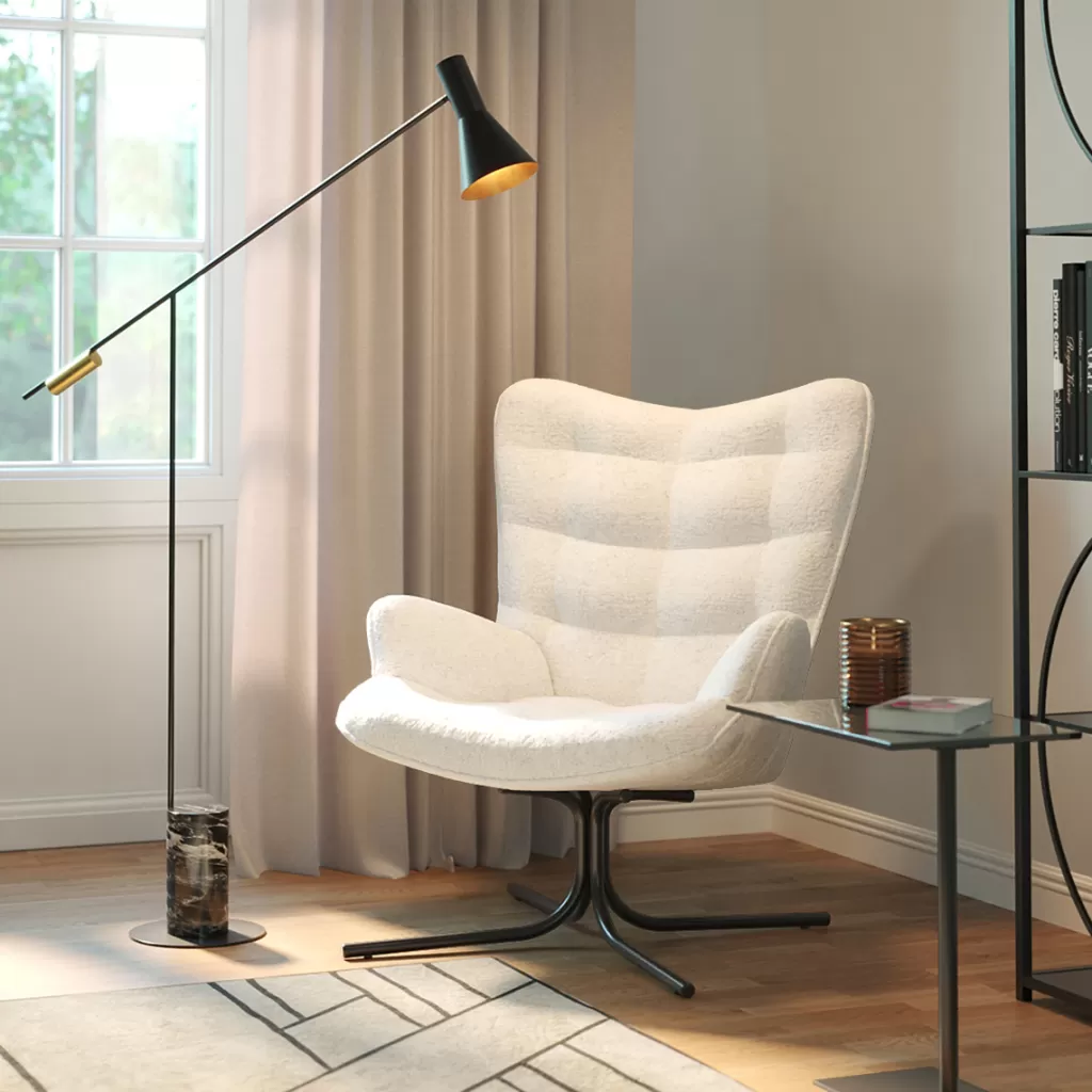 Nojatuolit>KARE Design Oscar Boucle Kääntyvä Nojatuoli, Kermanvärinen