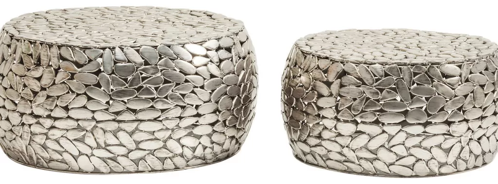 Sohvapöydät>KARE Design Pebbles Deluxe Sohvapöytä, Hopea (2/Setti)