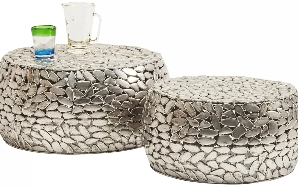 Sohvapöydät>KARE Design Pebbles Deluxe Sohvapöytä, Hopea (2/Setti)