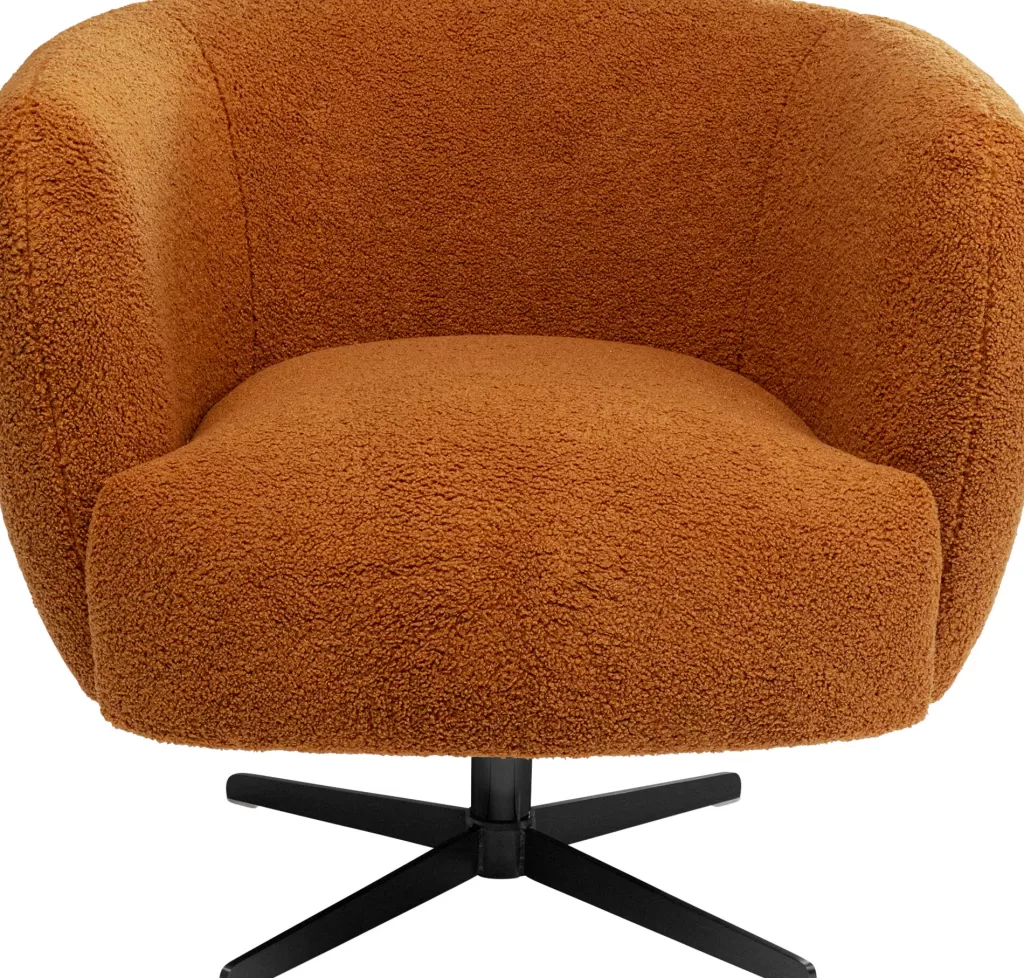 Nojatuolit>KARE Design Peony Fuzzy 360 Kääntyvä Nojatuoli, Teddykarva, Ruskea