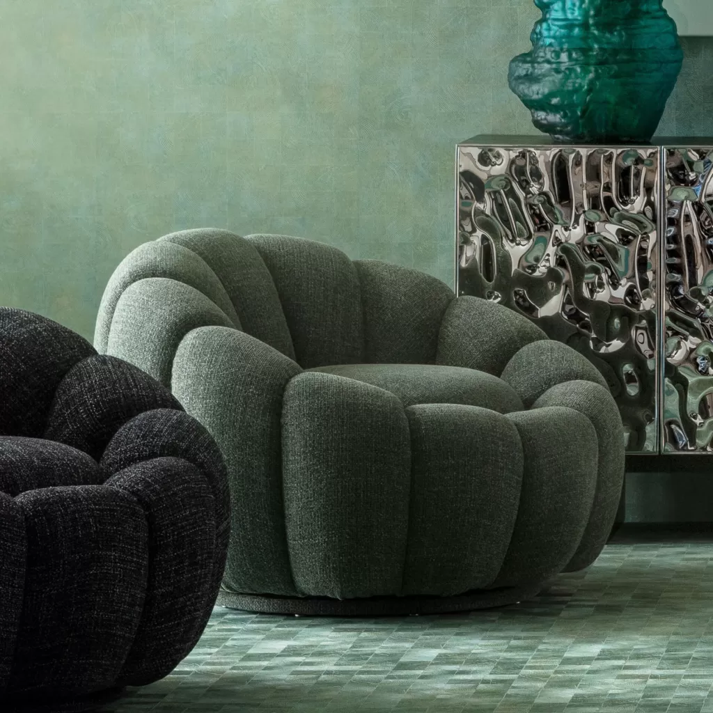 Nojatuolit>KARE Design Peppo Bloom Melange Kääntyvä Nojatuoli Vihreä