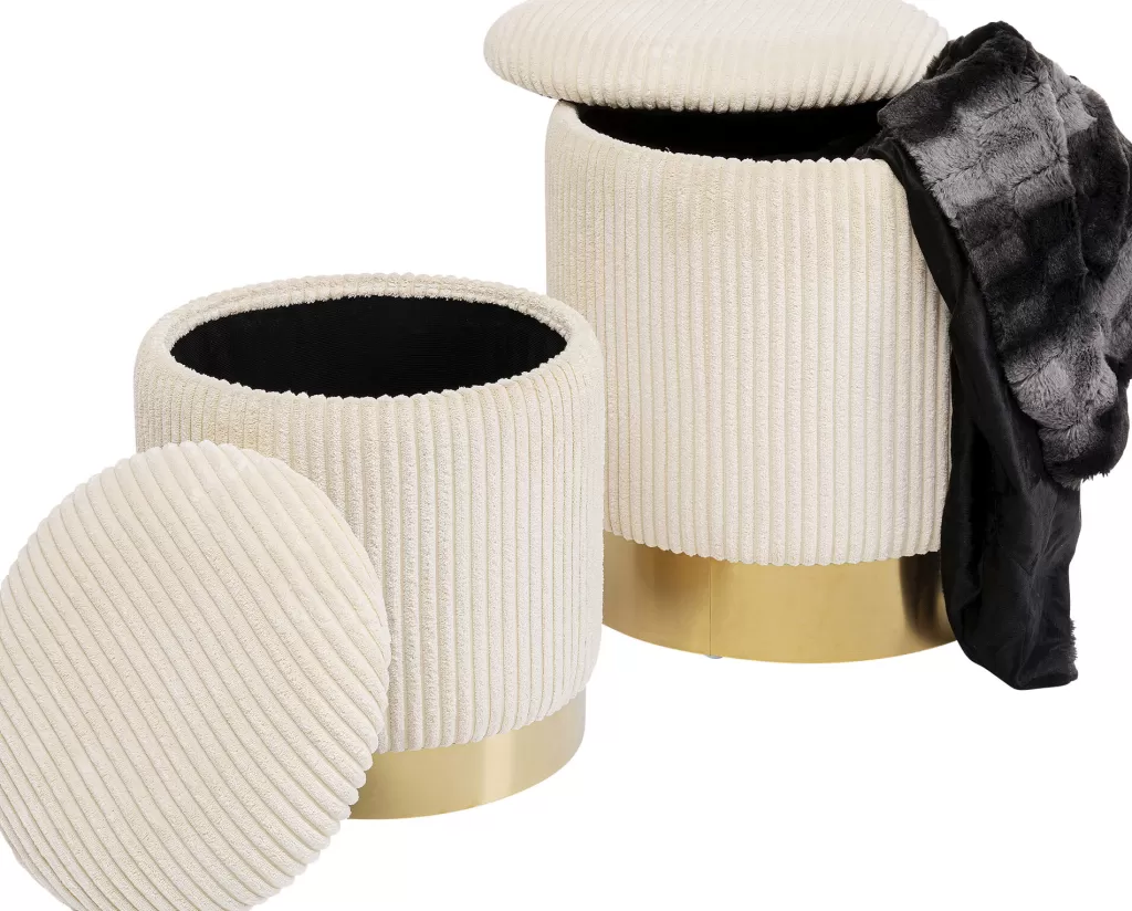 Rahit Ja Jakkarat>KARE Design Plush Jakkara, Palli Kannella, Kermanvalkonen (2/Setti)
