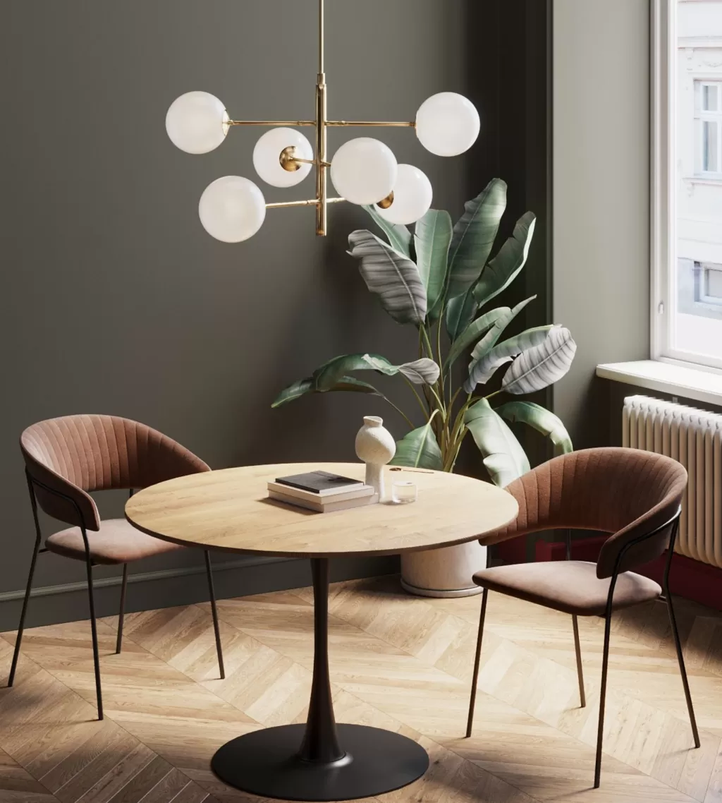 Pöydät>KARE Design Schickeria Pyoreä Ruokapöytä - Tammipinnoite, Musta Ø110cm