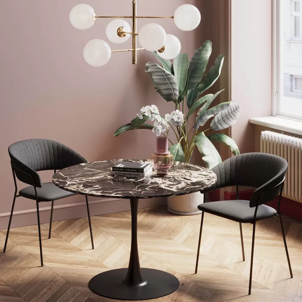 Pöydät>KARE Design Schickeria Pyöreä Pöytä - Marmorikuvioitu, Musta Ø110cm