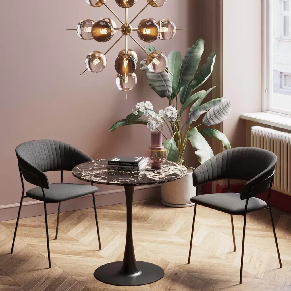 Pöydät>KARE Design Schickeria Pyöreä Pöytä - Marmorikuvioitu, Musta Ø80cm
