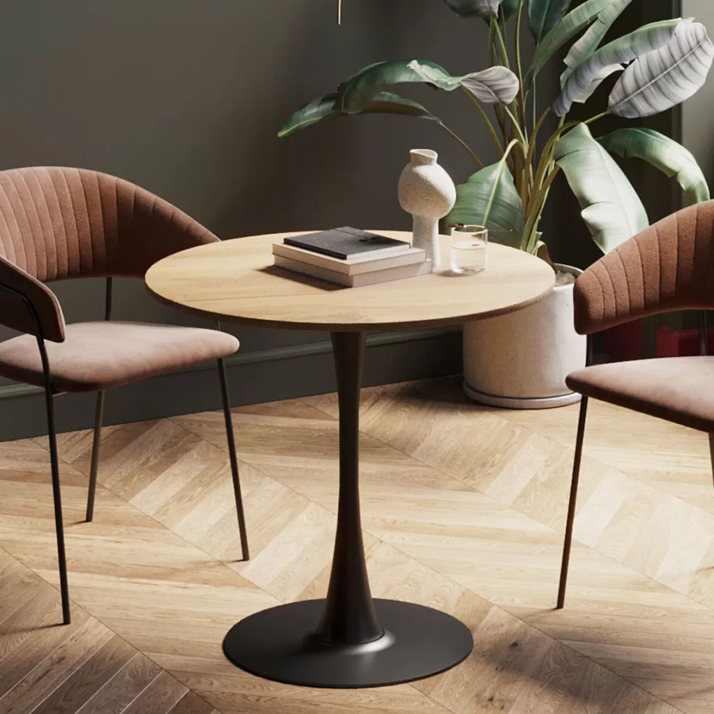 Pöydät>KARE Design Schickeria Pyöreä Ruokapöytä - Tammipinnoite, Musta Ø80cm