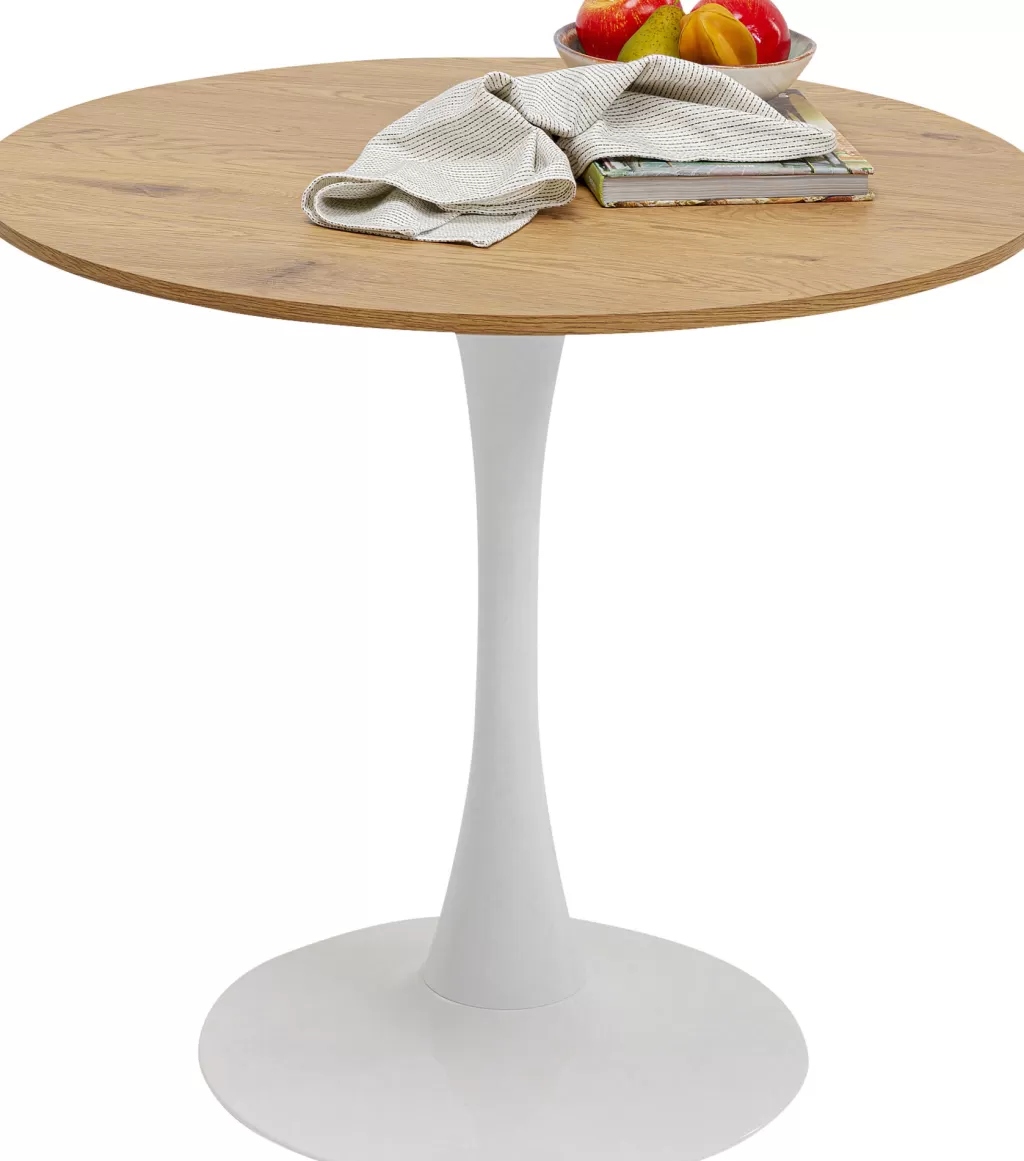 Pöydät>KARE Design Schickeria Pyöreä Ruokapöytä - Tammipinnoite, Valkoinen Ø80cm