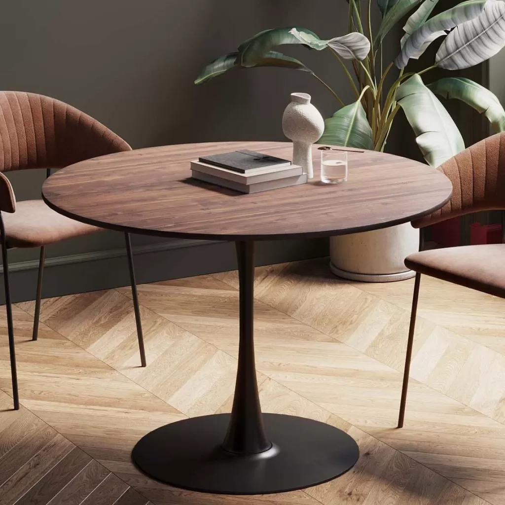 Pöydät>KARE Design Schickeria Pyöreä Ruokapöytä- Pähkinäpinnoite, Musta Ø110cm