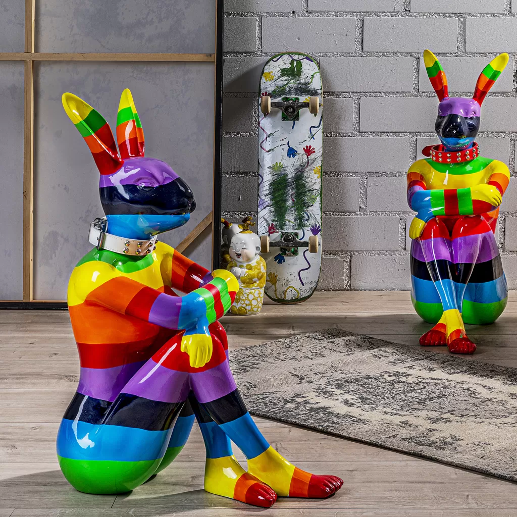 Jalalliset Koriste-Esineet>KARE Design Sitting Rabbit Rainbow Pupu, Jänis Koriste-esine 80cm