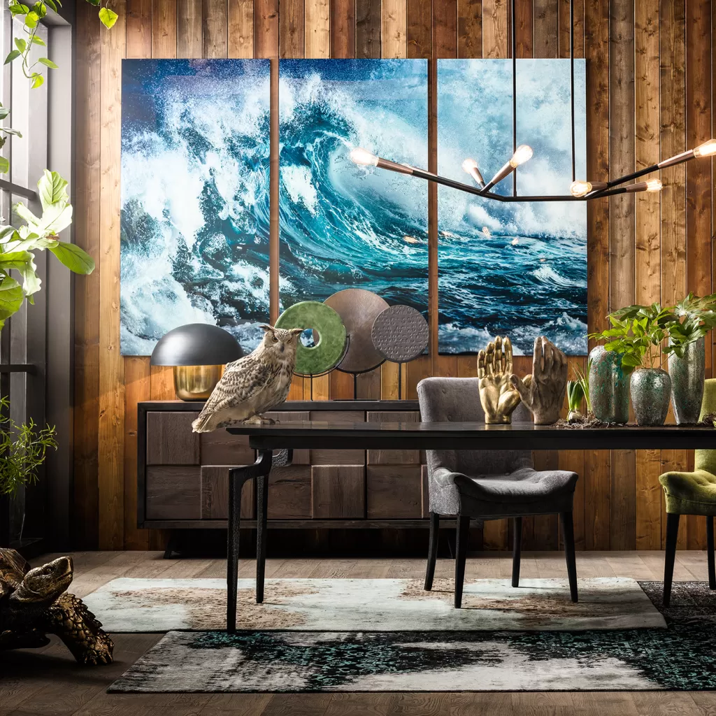 Taulut>KARE Design Triptychon Wave Aallot Lasitaulu (3/osaa)