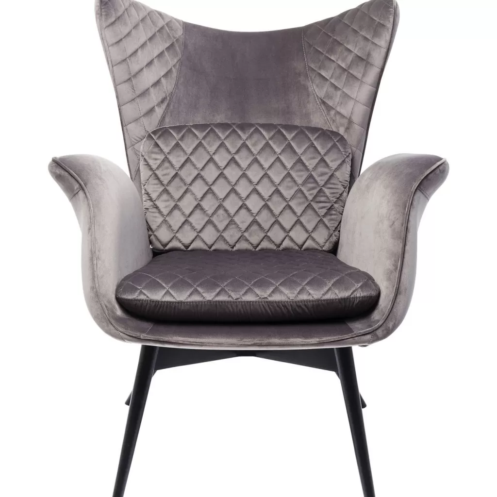 Nojatuolit>KARE Design Tudor Nojatuoli, Samettia, Hopeanharmaa