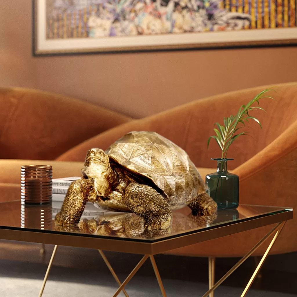 Jalalliset Koriste-Esineet>KARE Design Turtle Gold Medium Kilpikonna, Koriste-esine, Kulta 40cm